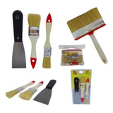 Kit 2 Pinceis 1 Espatula + Uma Broxa Para Pintura De Parede