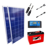 Kit 2 Placa Solar 150w Controlador 20a Bateria 115ah