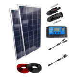 Kit 2 Placa Solar 150w Controlador 20a Lcd Fio