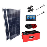 Kit 2 Placa Solar 150w Controlador 30a Lcd Bateria 240ah