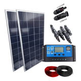 Kit 2 Placa Solar 150w Controlador 30a Lcd Fio