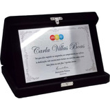 Kit 2 Placas De Homenagem Aço Inox Estojo De Veludo 20x15cm