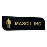 Kit 2 Placas Wc Acrílico Preto C/ Dourado Masculino