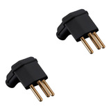 Kit 2 Plug 2p+t Desmontável Preto Extensão 90º 10a Margirius