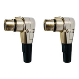 Kit 2 Plug Conector Canon Xlr Femea 90 Graus