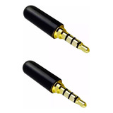 Kit 2 Plug Conector P3 P2 4 Polos Fone Microfone Headset