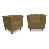 Kit 2 Poltronas Chesterfield Retro Capitonê Suede Cappuccino