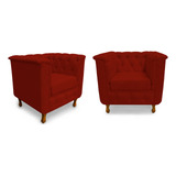 Kit 2 Poltronas Chesterfield Retro Capitonê Suede Vinho