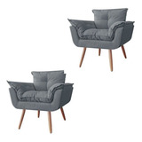 Kit 2 Poltronas Decorativas Opalla Platinum Decor Cinza