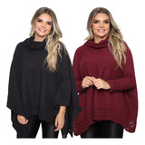 Kit 2 Poncho Feminino Tricot Mousse