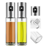 Kit 2 Porta Azeite Vinagre Aço Inox Spray Vidro Borrifador Cor Prateado