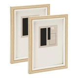 Kit 2 Porta Retrato Em Mdf Amadeirado E Branco 10x15cm Mart Cor Branco E Amadeirado
