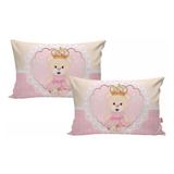 Kit 2 Porta Travesseiro Fronha Cama Ursa Ursinha Princesa