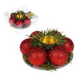 Kit 2 Porta Vela Castiçal Bolas De Natal Decorativo Enfeite