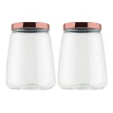 Kit 2 Pote Tampa Metalizada 2,1 L Plástico Cristal Cores