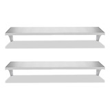 Kit 2 Prateleiras Aço Inox Sob Medida Mão Francesa 93x22