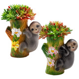 Kit 2 Preguiça No Tronco Vaso Para Suculentas E Cactos Flor