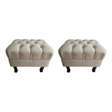 Kit 2 Puff Puf Decorativo Luiz Xv Suede Bege Promoção Dia