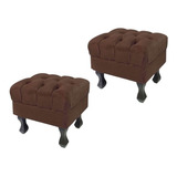Kit 2 Puff Puf Decorativo Luiz Xv Suede Marrom Mega Oferta