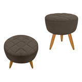 Kit 2 Puff Puf Decorativo Maitê Matelassê Suede Marrom