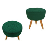 Kit 2 Puff Puf Decorativo Maitê Matelassê Suede Verde