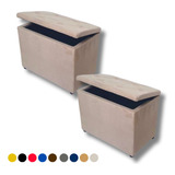 Kit 2 Puff Pufe Bau Decorativo Suede Organizador Promoção