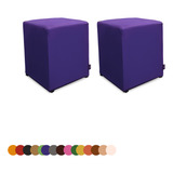Kit 2 Pufs Puff Banqueta Cubo Quadrado Decorativo Courino 