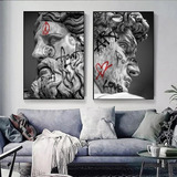 Kit 2 Quadro Decorativo Abstrato Graffiti Arte Estátua David