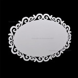 Kit 2 Quadro Oval Moldura Arabesco 22x30 Branco Mdf Madeira