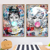 Kit 2 Quadros Decorativo Marilyn Monroe Goma De Mascar