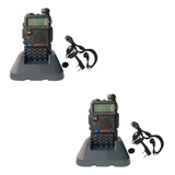 Kit 2 Rádio Comunicador Ht Dual Band Airsoft Uv-5r Fm Fone