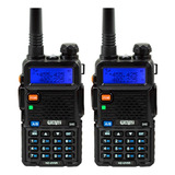 Kit 2 Rádio Comunicador Ht Dual Band Airsoft Uv-5r Fm Fone