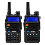 Kit 2 Rádio Comunicador Ht Dual Band Haiz Uv-5r Fm Fone 12km
