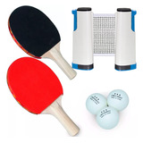 Kit 2 Raquete Tenis De Mesa Ping Pong Lisa Rede Retratil Pro Cor Vermelho/preto