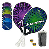 Kit 2 Raquetes Beach Tennis Camewin Plastico Leve Kn4050 Par Cor 1 Azul/verde - 1 Roxo Claro