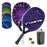 Kit 2 Raquetes Beach Tennis Camewin Plastico Leve Kn4050 Par Cor 1 Roxo - 1 Roxo Claro