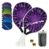 Kit 2 Raquetes Beach Tennis Camewin Plastico Leve Kn4050 Par Cor 2 Roxo Claro