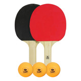 Kit 2 Raquetes Para Tênis De Mesa + 3 Bolas Bel Ping Pong