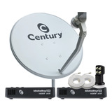 Kit 2 Receptor Digital Century Midiabox Antena Lnbf Cabo