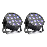 Kit 2 Refletor Par 64 Slim 12 Leds Cree 12w Rgbw Quadriled