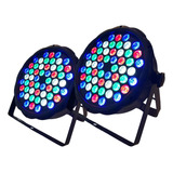 Kit 2 Refletor Par 64 Slim 54 Leds 3w Rgbw Dmx Strobo