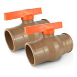 Kit 2 Registros Esfera Soldável Pvc 20mm (1/2 ) Marrom Cola
