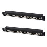 Kit 2 Regua Patch Panel Poe Gigabit 12 P Volt - 12v Até 48v