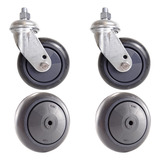 Kit 2 Roda 512 + 2 Rodízio 412 Carrinho Supermercado Rodinha