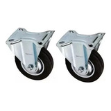Kit 2 Rodízios Fixos Rodinha De Borracha 3 Polegadas 75mm