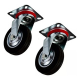 Kit 2 Rodízios Giratório Rodinha Borracha 3'' Polegadas 75mm