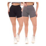 Kit 2 Short Academia Suplex Cintura Alta Legging Grossa Lisa