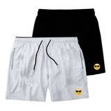 Kit 2 Short Bermuda Moda Praia Masculino Tactel Liso Esporte
