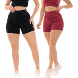 Kit 2 Short Cintura Alta Suplex Academia Fitness Bermuda Leg