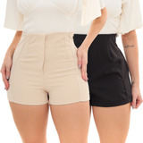 Kit 2 Short Feminino Alfaiataria Chic Nº 34 Ao 44 +7 Cores 
